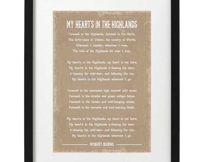 Robert Burns My Heart's in the Highlands Poem Art Print - Etsy UK