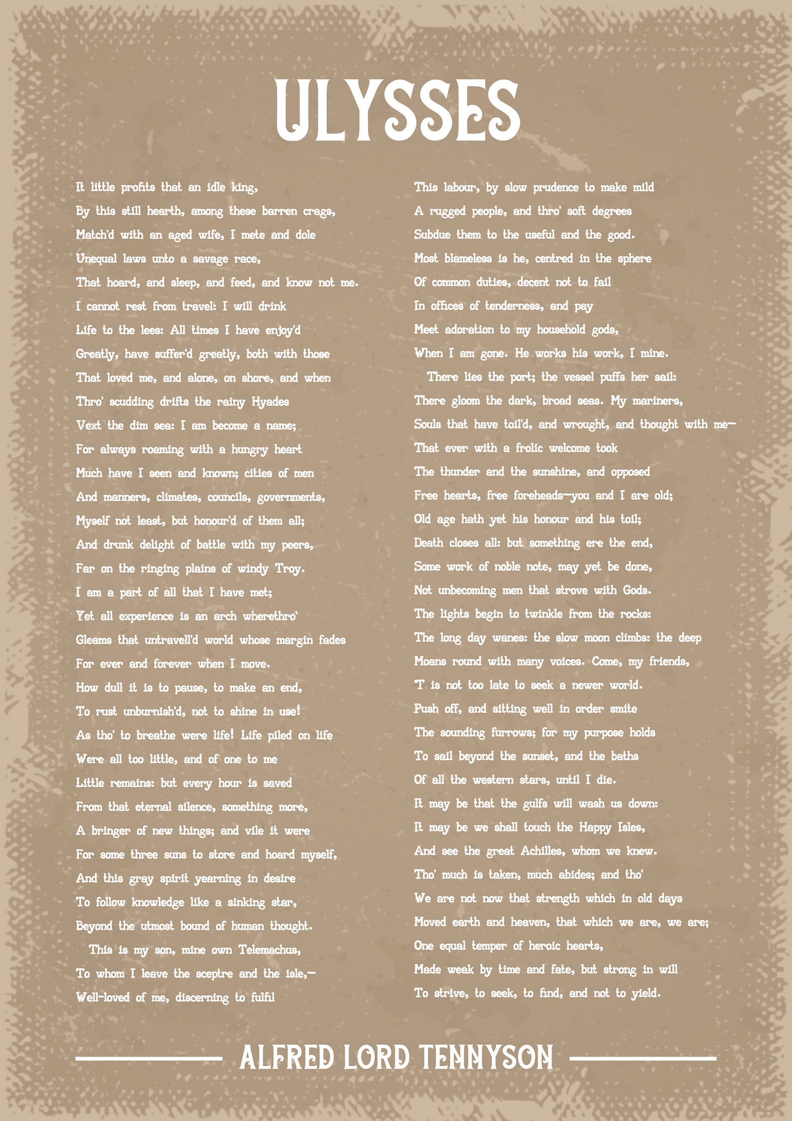 Alfred Lord Tennyson Ulysses poem art print Etsy