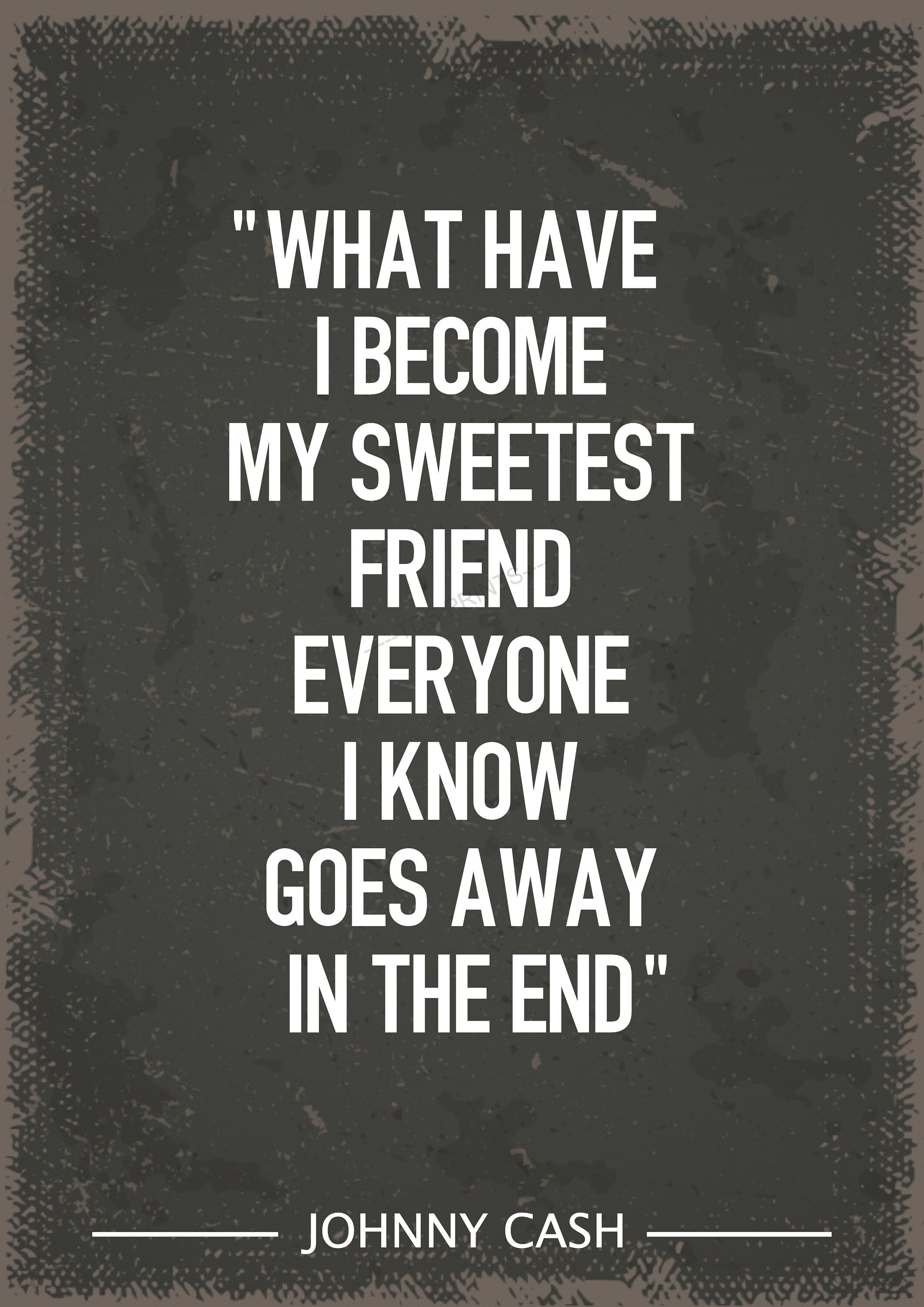 Johnny Cash Hurt lyrics art print | Etsy