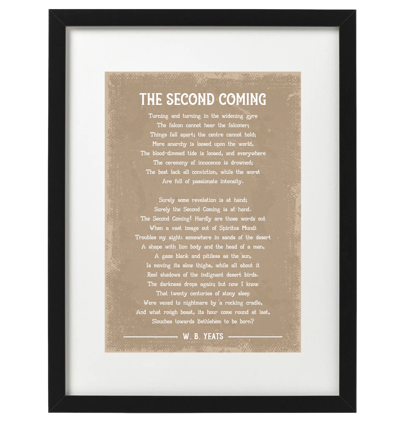 W.B. Yeats the Second Coming Poem Art Print - Etsy UK
