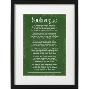 Boolavogue traditional irish song art print