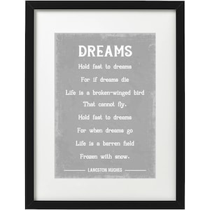 Langston Hughes Dreams poem art print