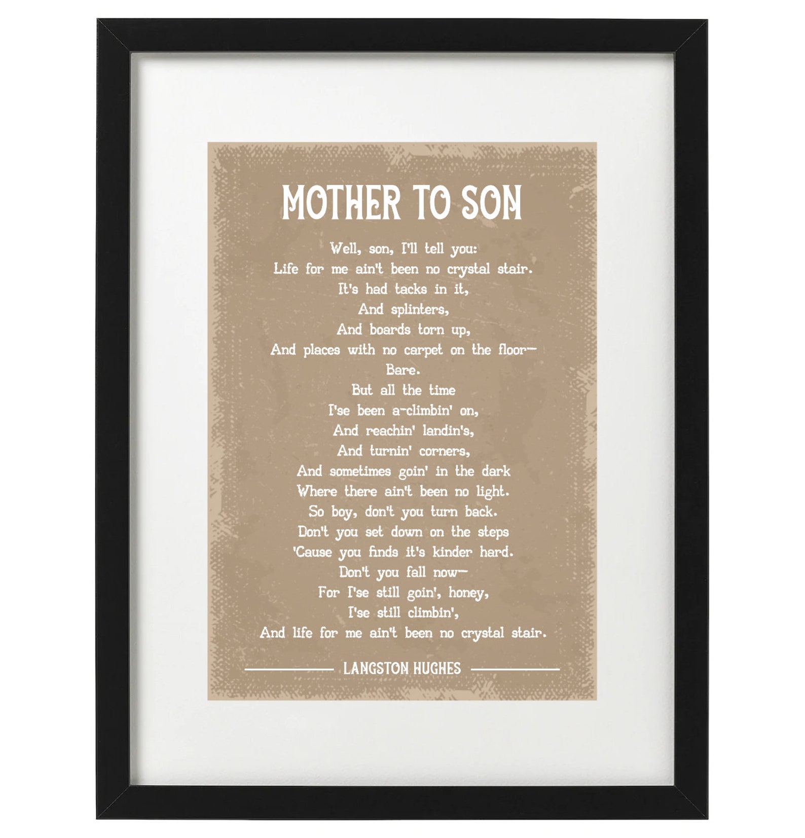 Langston Hughes Mother to Son Poem Art Print - Etsy
