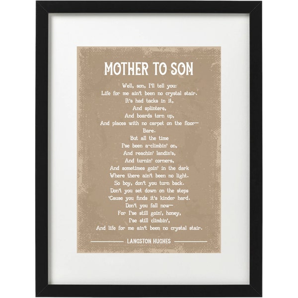 Langston Hughes Mother to son poem art print