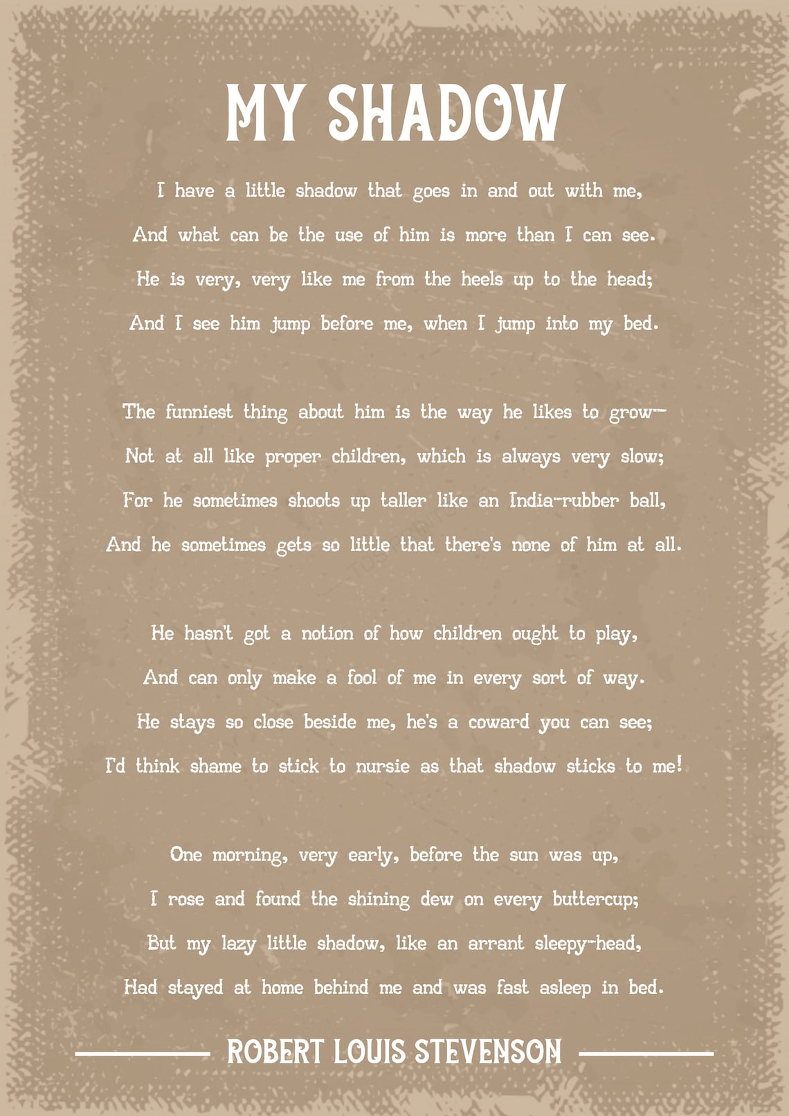 Robert Louis Stevenson My shadow poem art print Etsy 日本