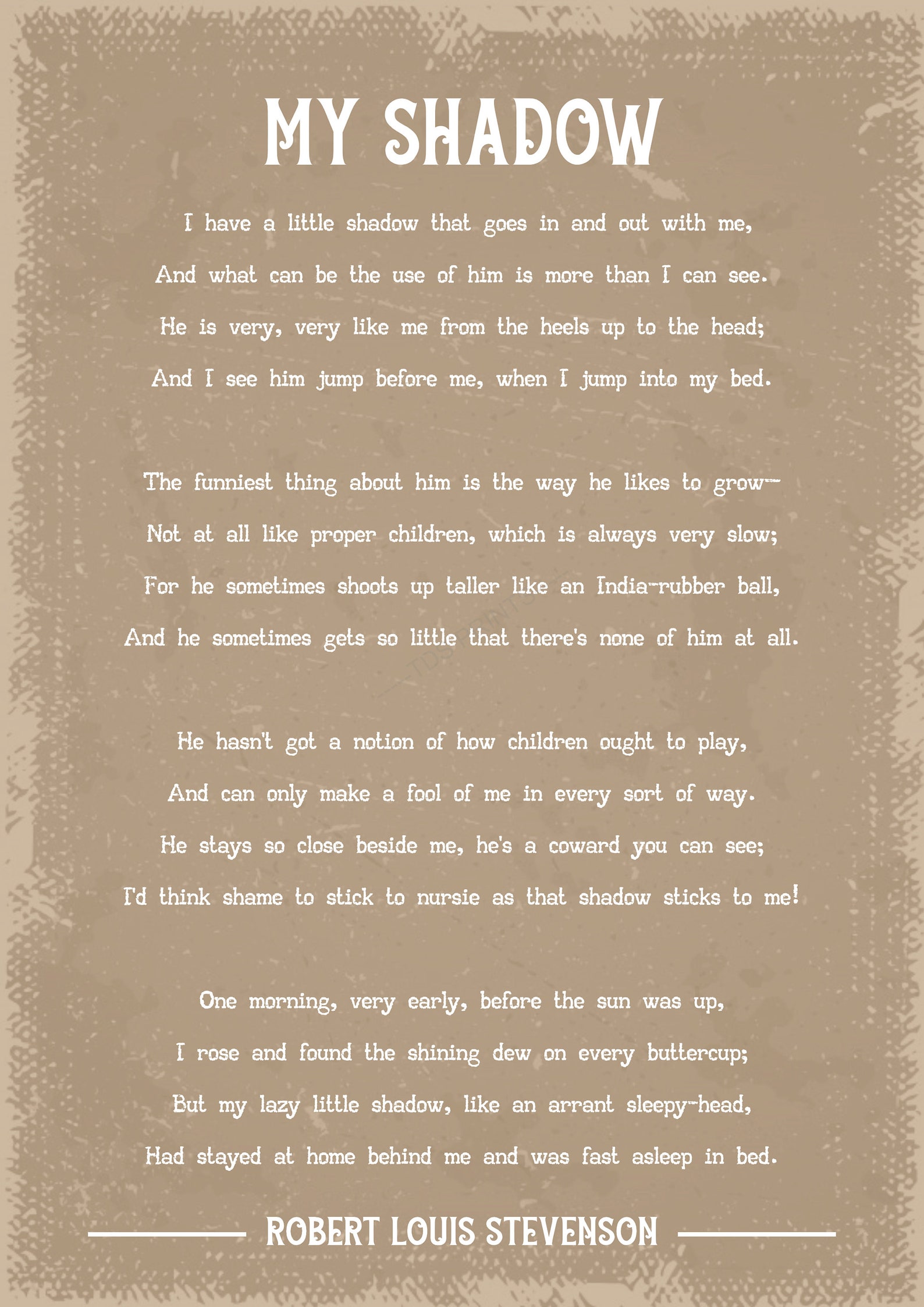 Robert Louis Stevenson My shadow poem art print Etsy 日本