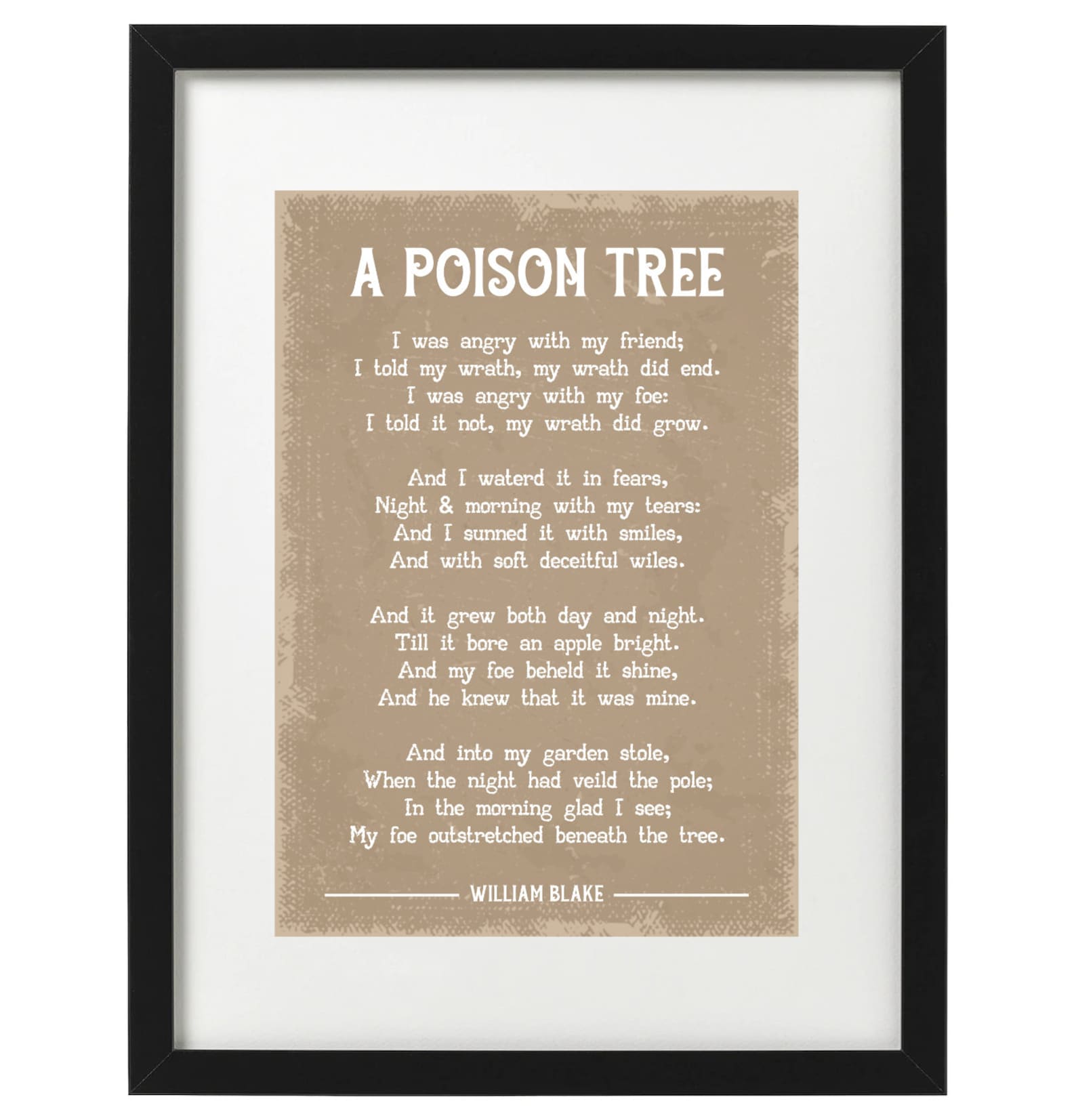 William blake a poison tree poem art print etsy