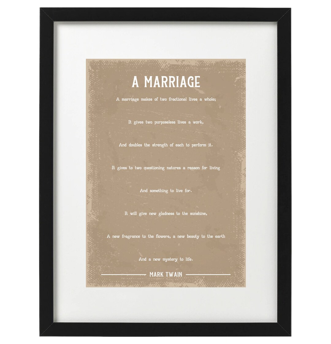 Mark Twain A Heirat Hochzeit Kunstdruck Etsy.de