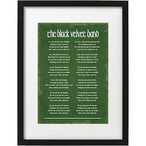 The black velvet band traditional irish song lyrics art print