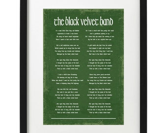 The black velvet band traditional irish song lyrics art print