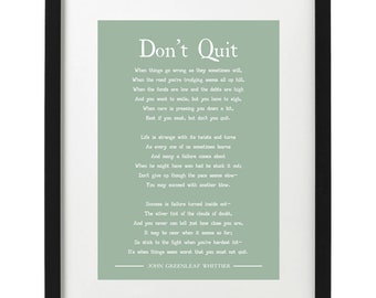 Don't Quit Poem, John Greenleaf Whittier Quote, Graduation Gift ...