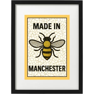 Made in Manchester bee  mosaic / Mancunian art print