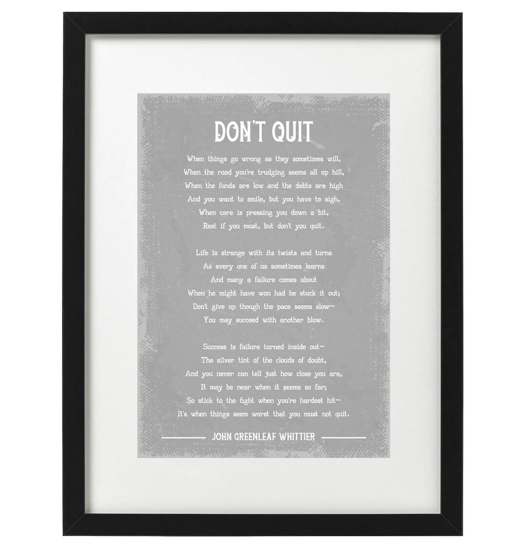 John Greenleaf Whittier Don't Quit Poem Art Print - Etsy