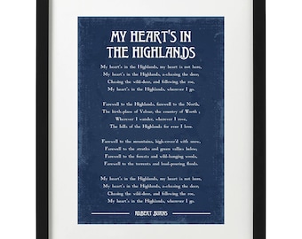 Robert Burns My heart's in the Highlands poem art print