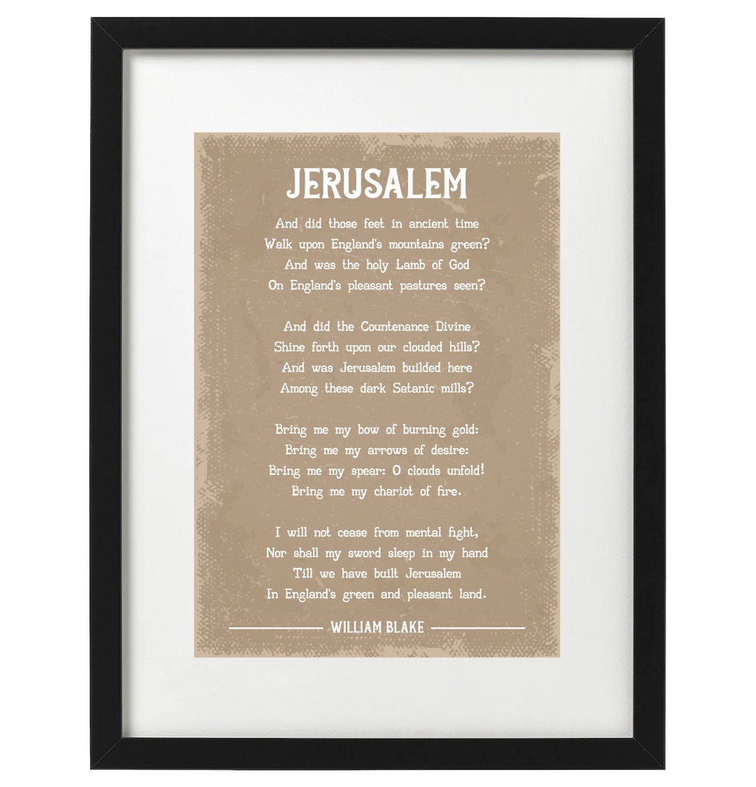 William Blake Jerusalem Poem Art Print Etsy