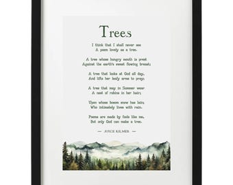 Joyce Kilmer Trees poem art print