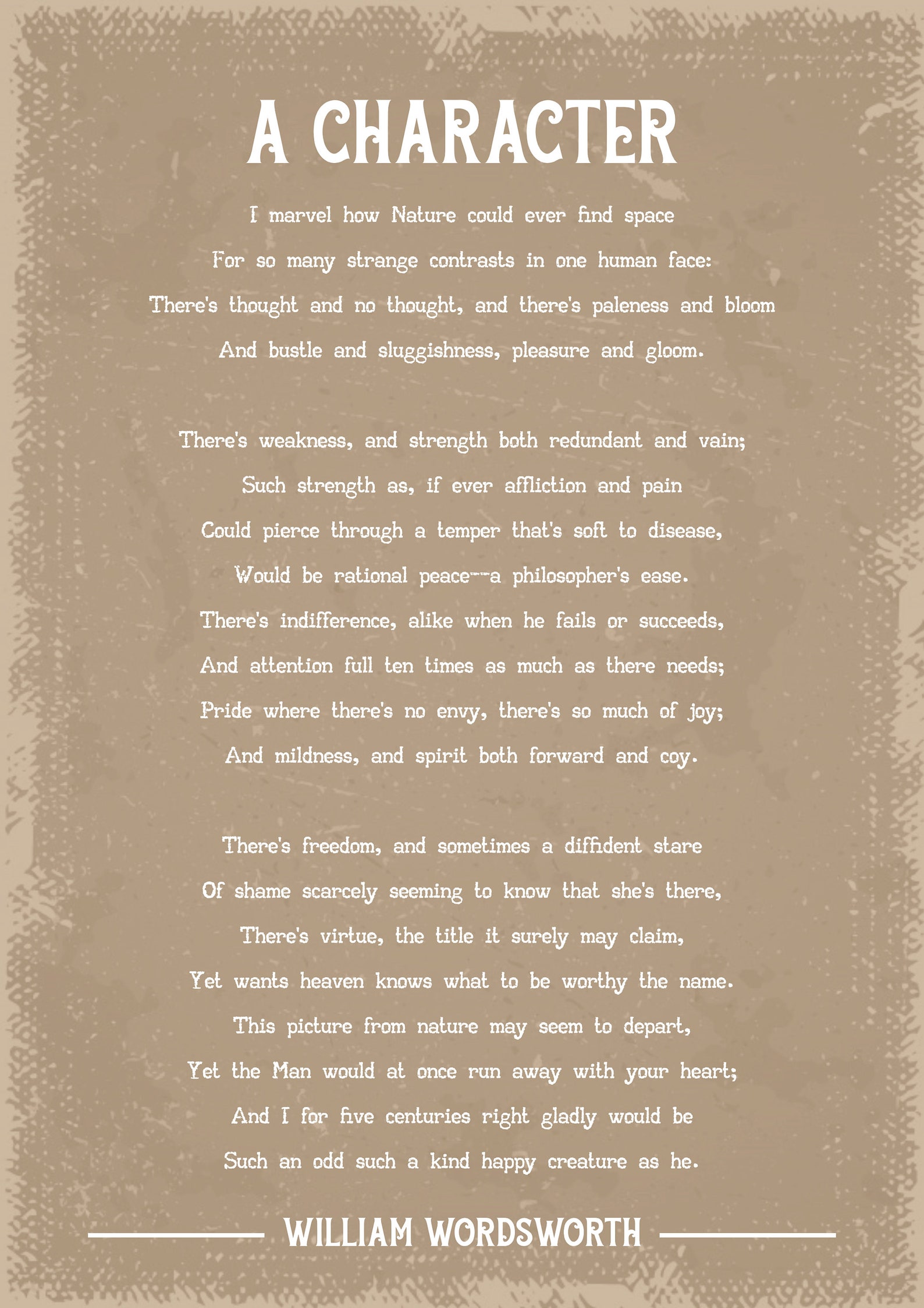 William Wordsworth A Character Poem Art Print Etsy