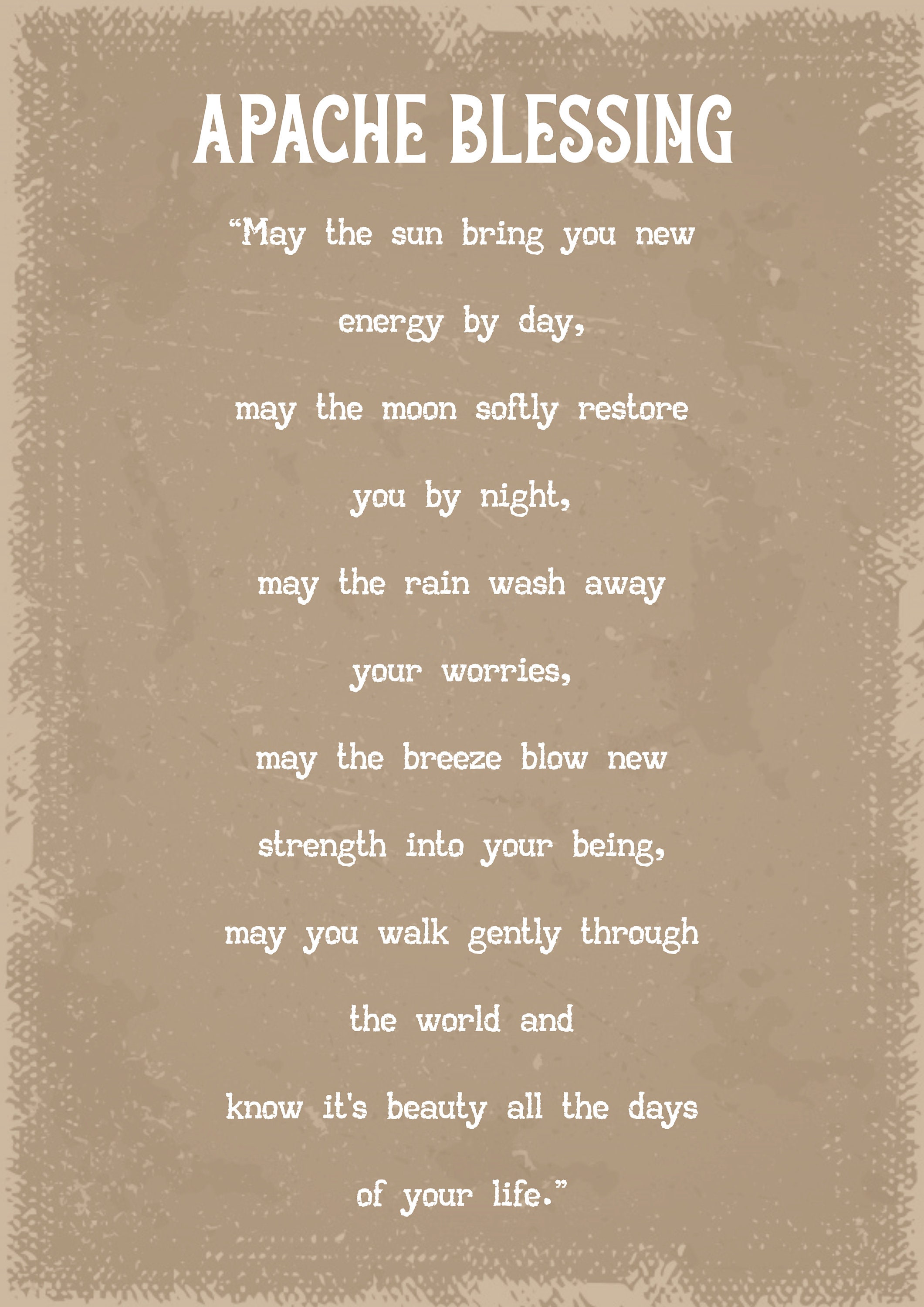 Apache Blessing Native American Poem Art Print Etsy UK