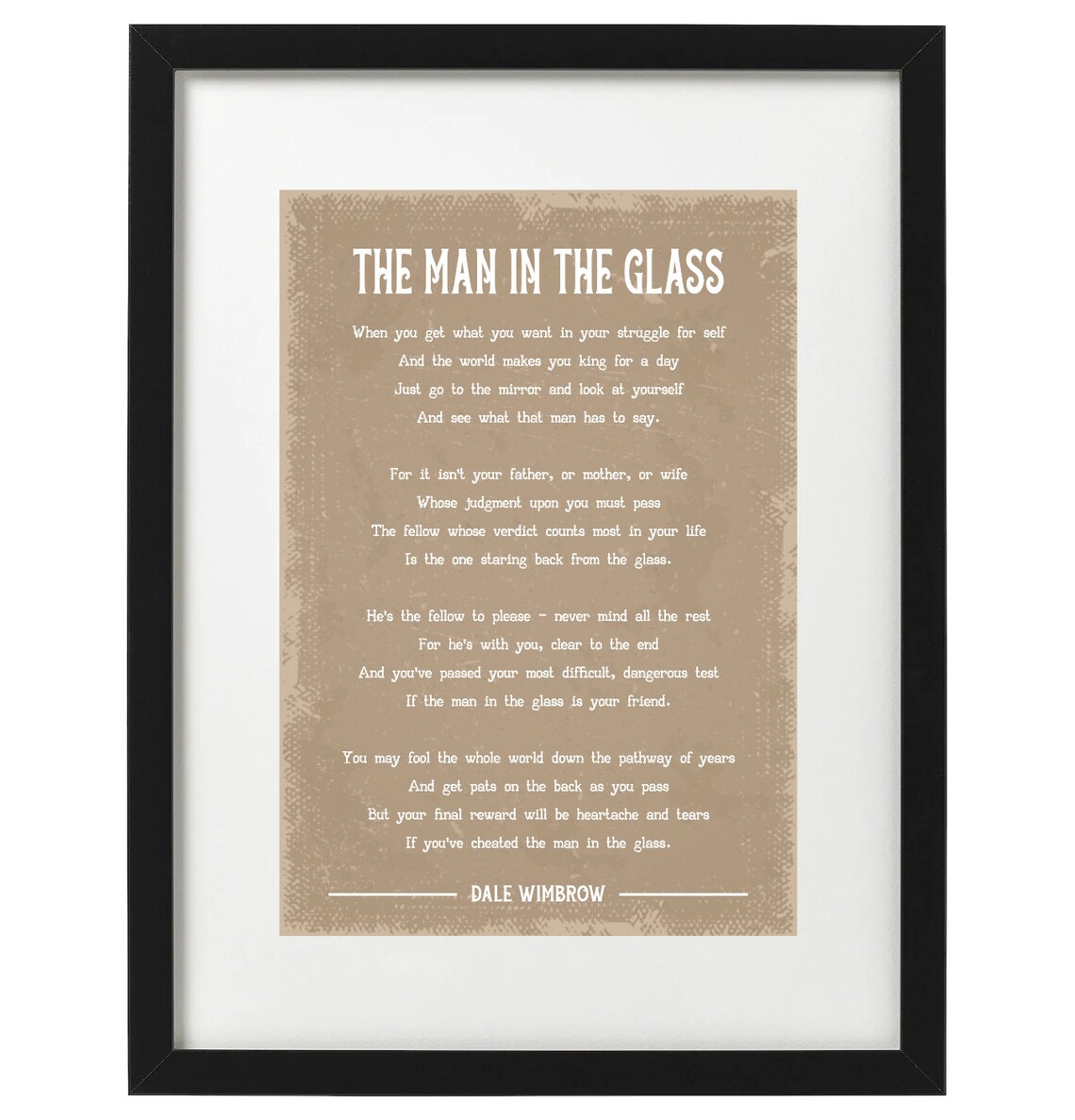 Dale Wimbrow the Man in the Glass Poem Art Print Etsy