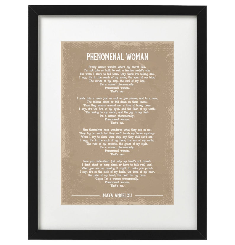 Maya Angelou Phenomenal Woman Poem Art Print  Etsy