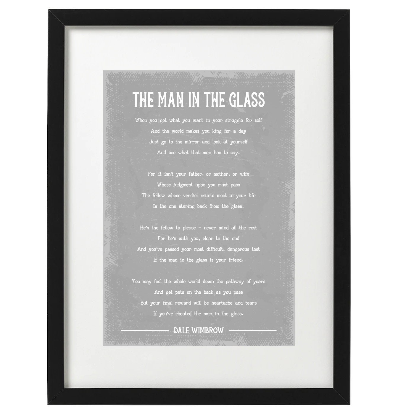 Dale Wimbrow the Man in the Glass Poem Art Print Etsy