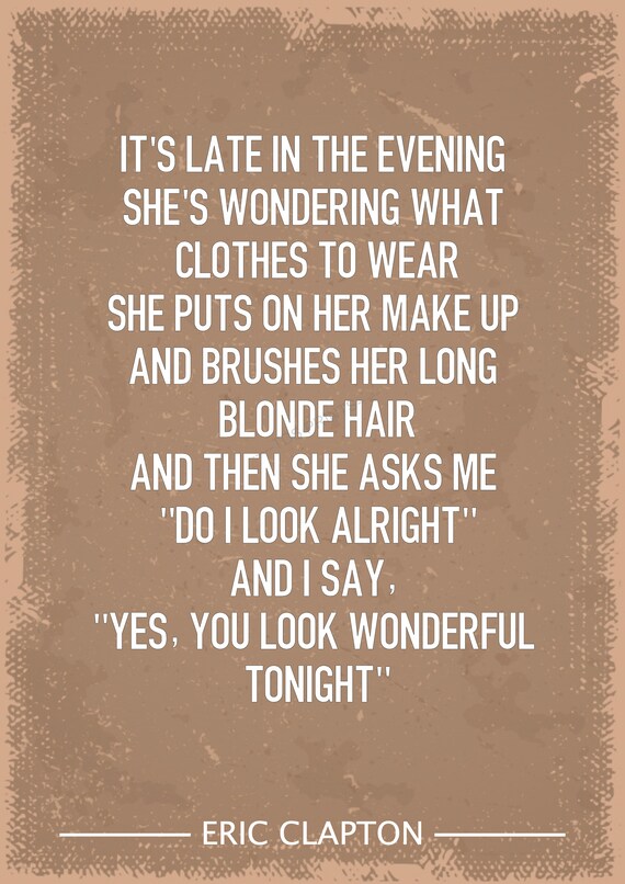 Clapton wonderful tonight text