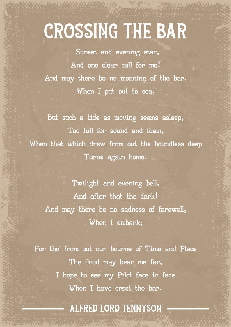 Alfred Lord Tennyson Crossing the Bar Poem Art Print Etsy