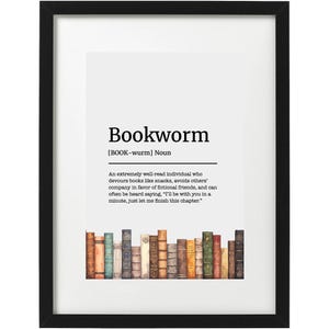 Bookworm dictionary definition/ funny reading / library quote art print