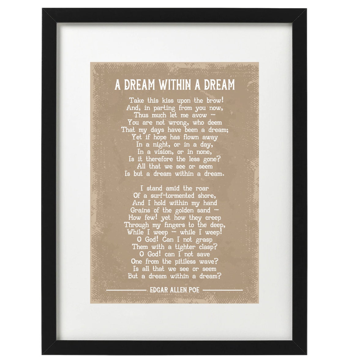 Edgar Allen Poe A dream within a dream poem art print Etsy
