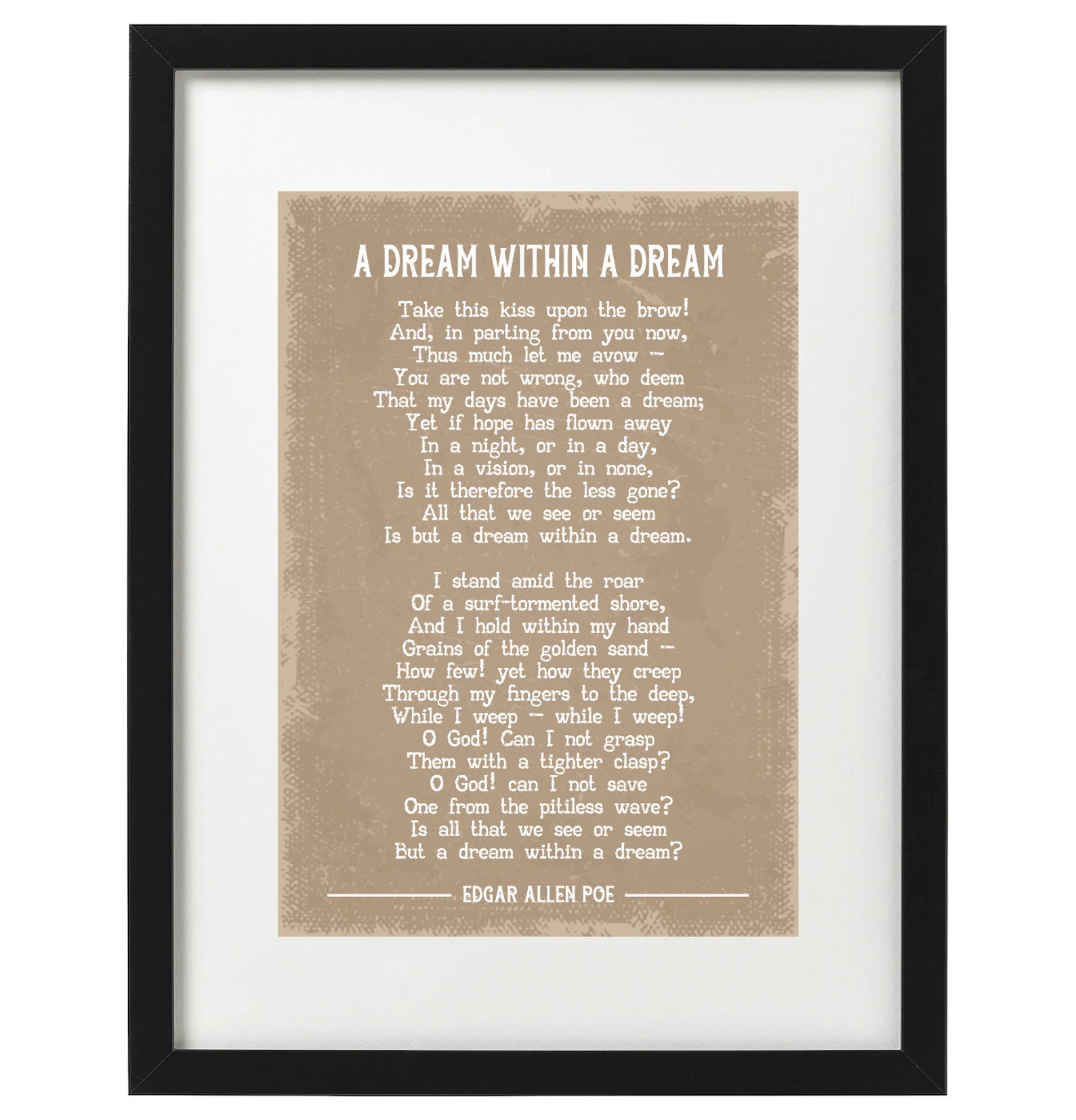 Edgar Allen Poe A dream within a dream poem art print Etsy