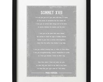 Sonnet XVII by Pablo Neruda White Background - Etsy