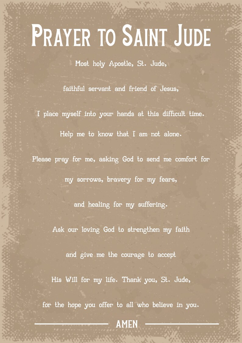 Prayer to St Jude Art Print - Etsy