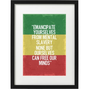 Impression d'art paroles de chanson de rédemption de Bob Marley