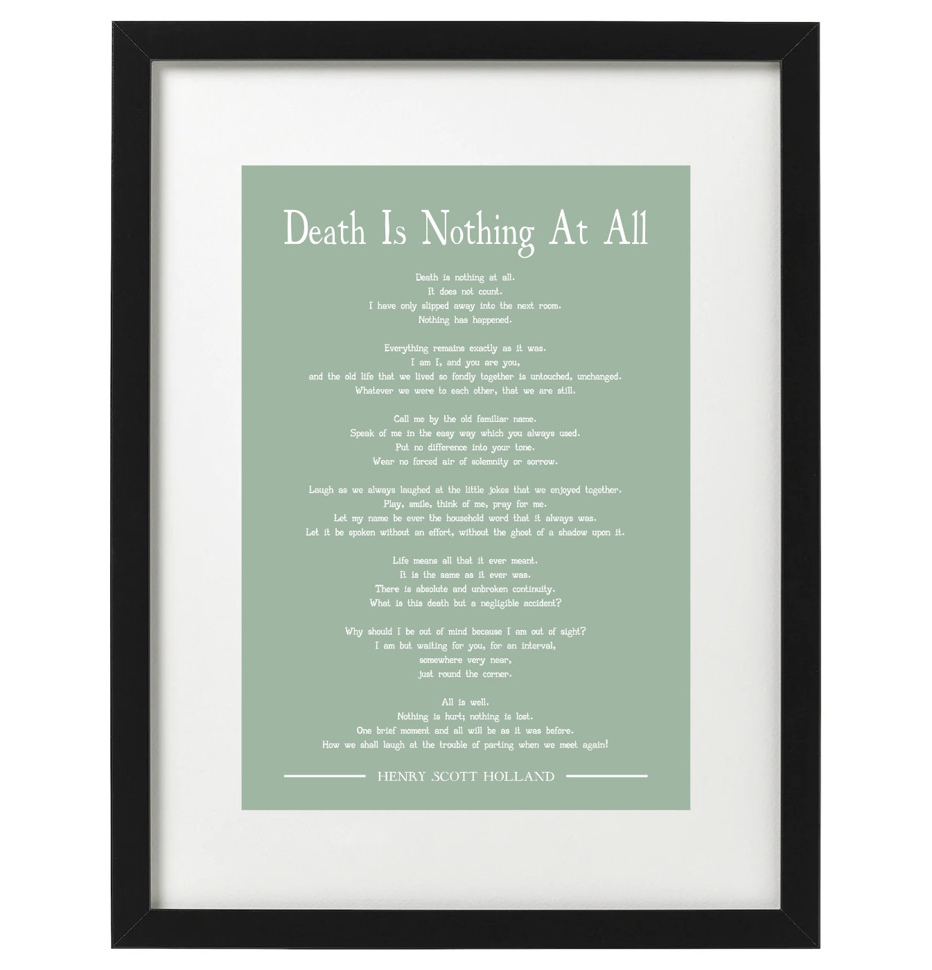 Henry Scott Holland Death is Nothing at All Bereavement Poem Art Print Etsy