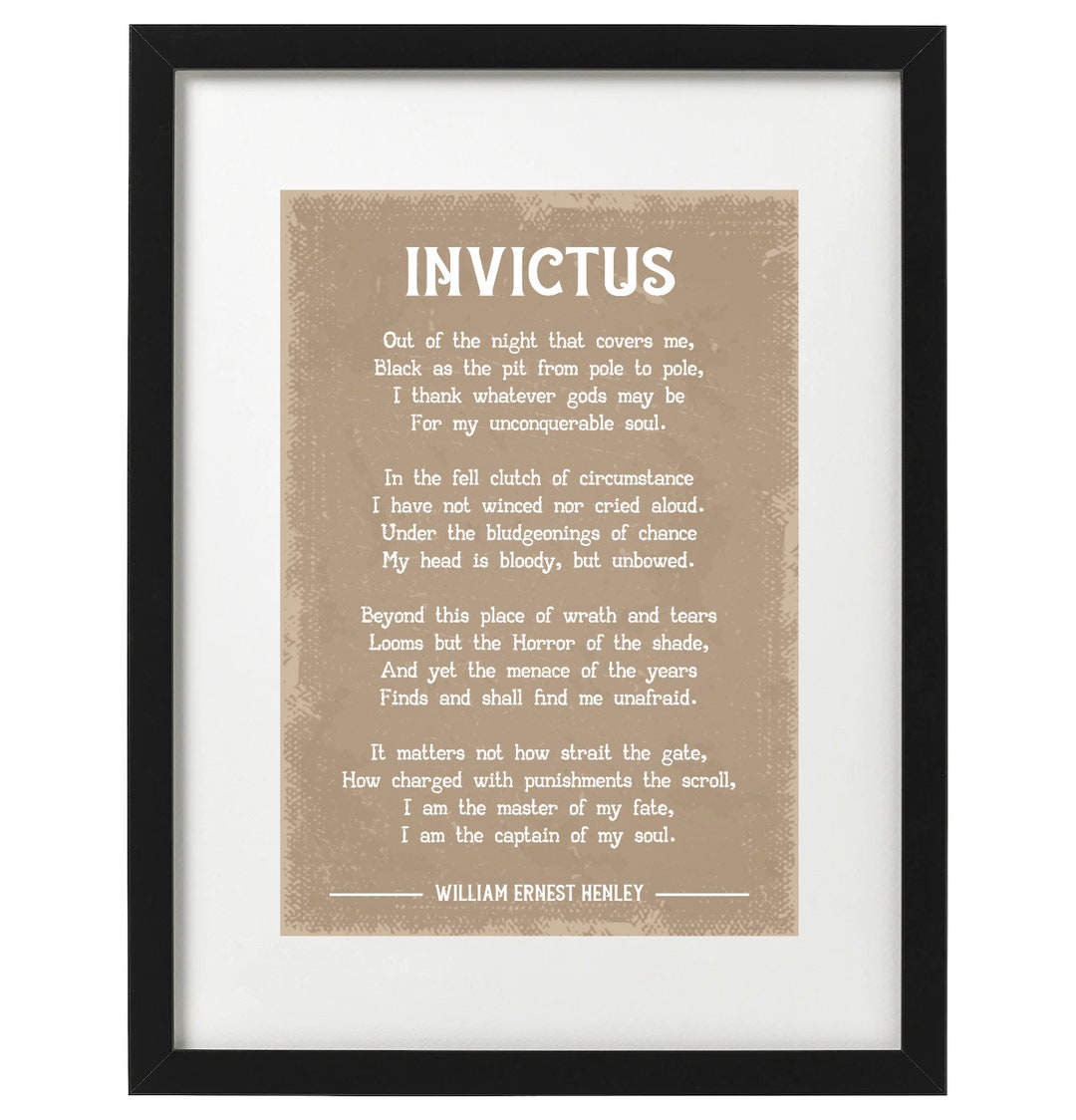 William Ernest Henley Invictus Poem Art Print - Etsy UK