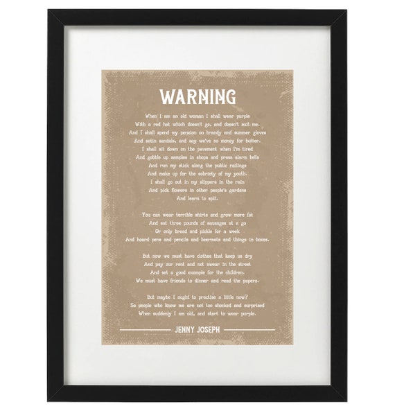 Jenny Joseph Warning Poem Art Print Etsy