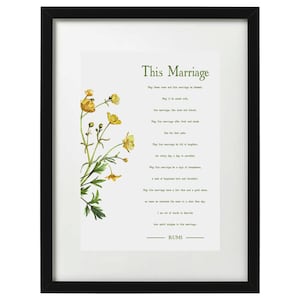Rumi This Marriage poem / wedding gift art print