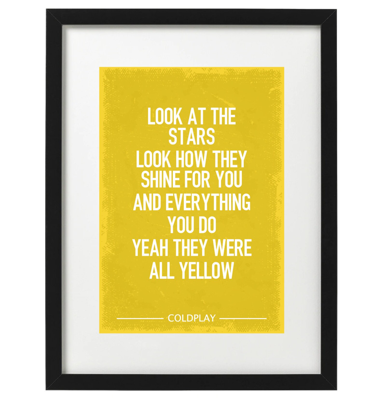 Coldplay Yellow lyrics art print  Etsy