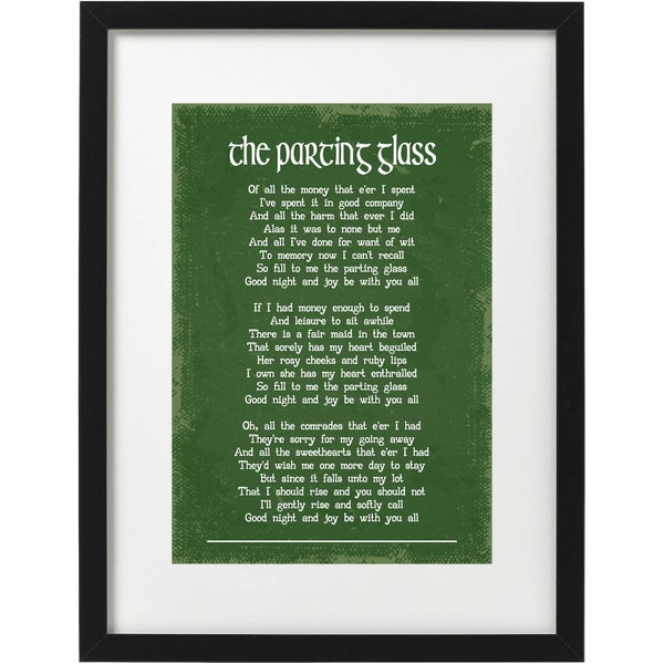The parting glass traditional Irish song art print