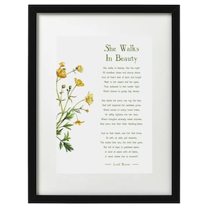 Lord Byron She walks in beauty poem art print