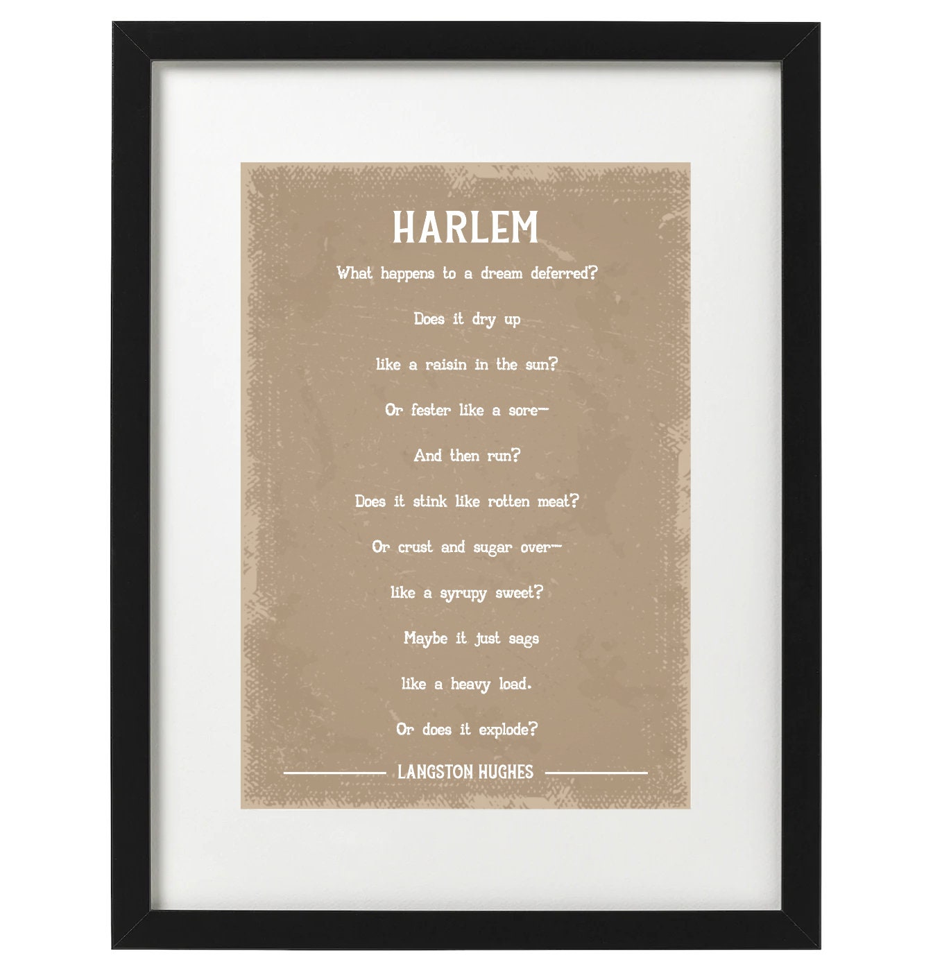 Langston Hughes Harlem Poem Art Print Etsy UK