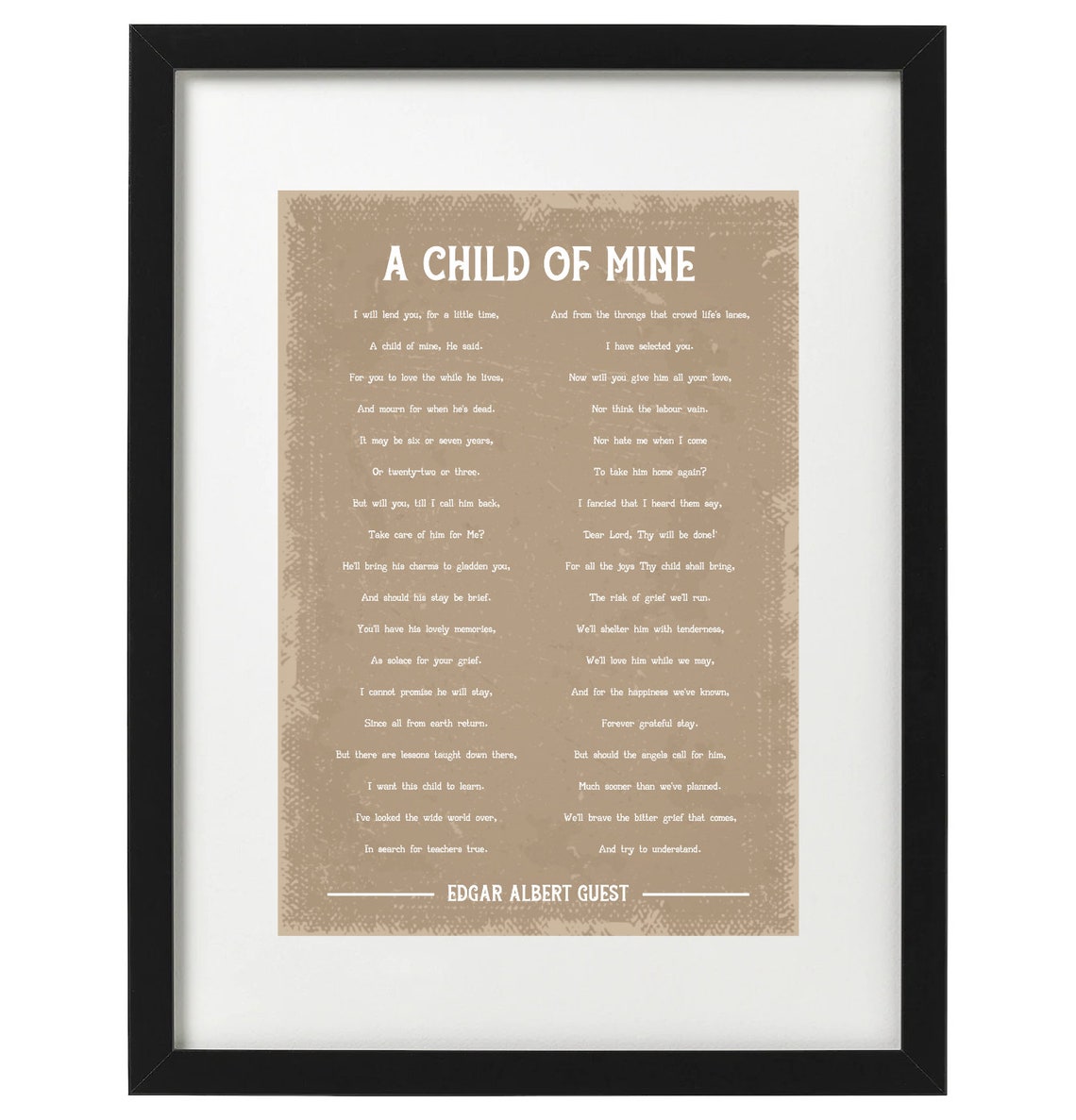 Edgar Albert Guest A Child of Mine Poem Art Print Etsy UK