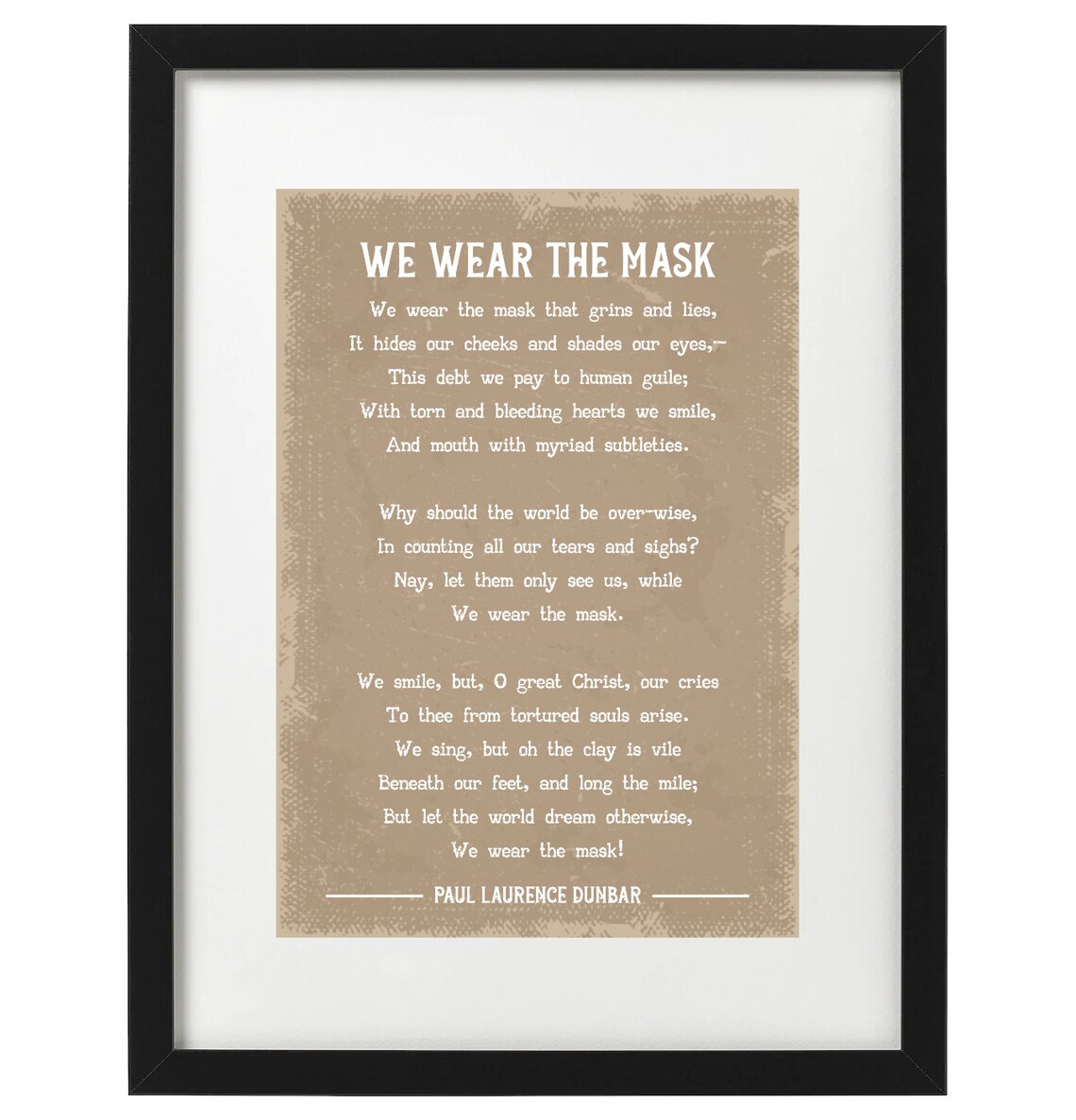 Paul Laurence Dunbar We Wear the Mask Poem Art Print Etsy UK