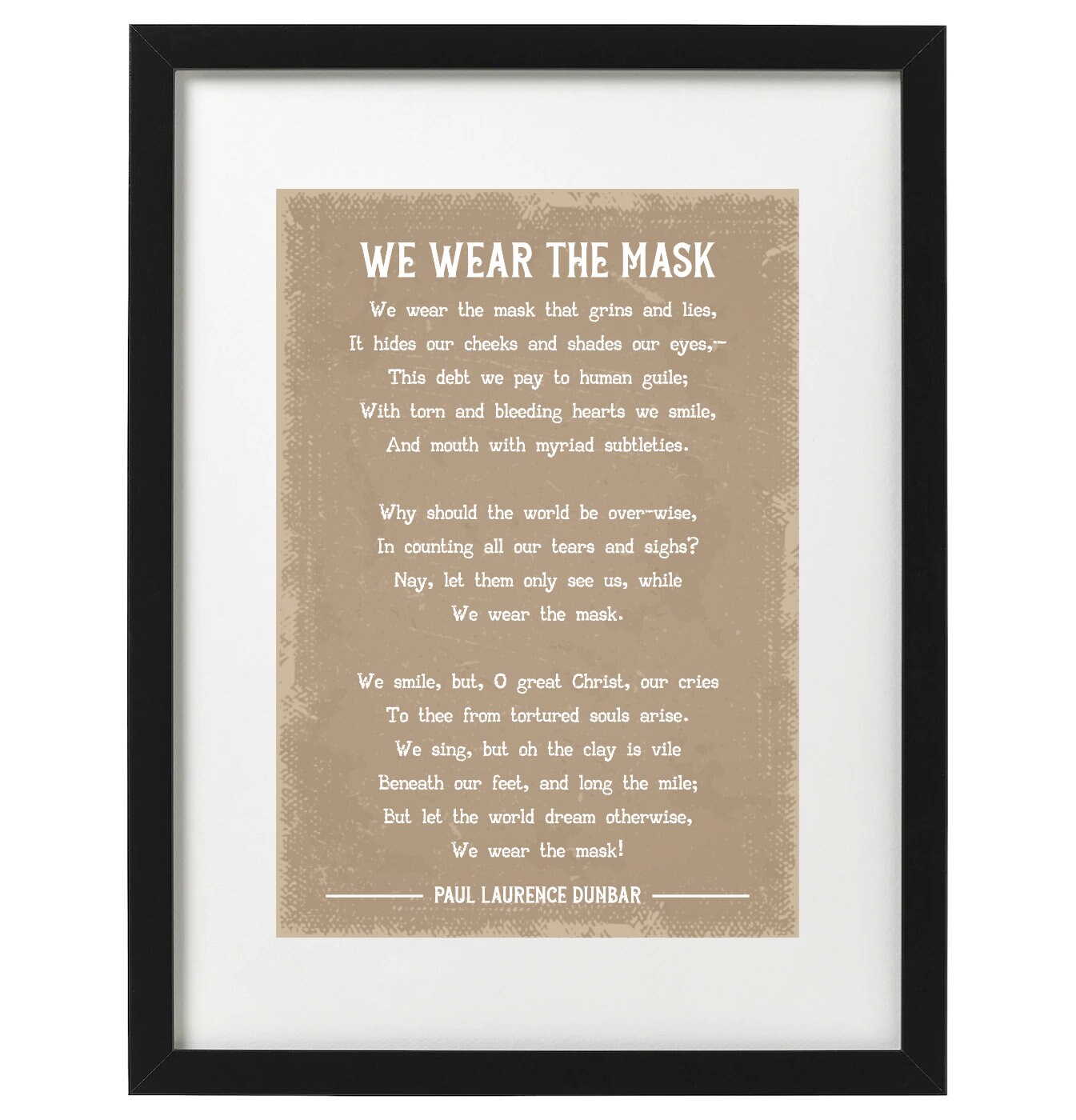 Paul Laurence Dunbar We Wear the Mask Poem Art Print Etsy UK