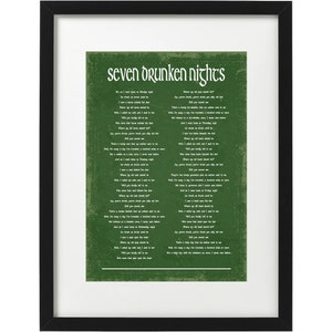 The Dubliners Seven Drunken nights lyrics art print