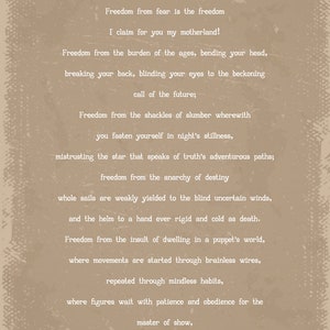 Rabindranath Tagore Freedom poem art print image 2