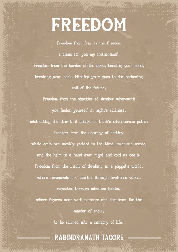 Rabindranath Tagore Poems In English On Freedom