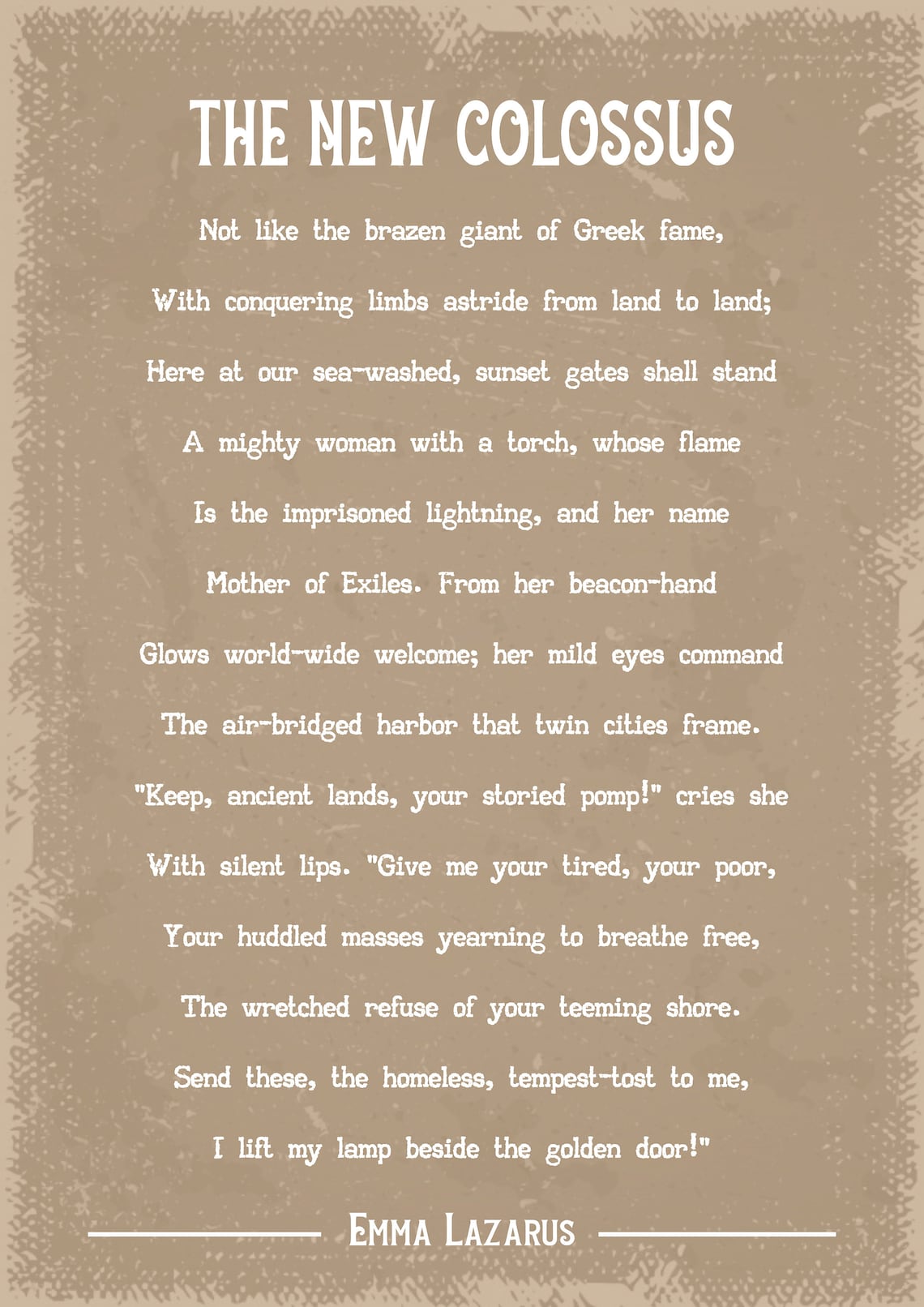 Emma Lazarus the New Colossus Poem Art Print Etsy