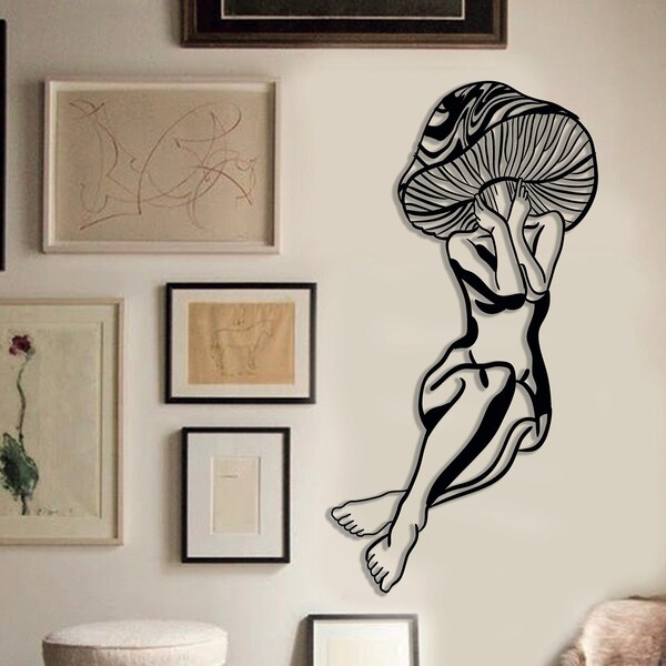 Psychedelic Mushroom Woman Metal Wall Art Decoration, Metal Woman Wall Art, Metal Wall Decor, Metal Wall Art, Home Decoration