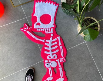 Bart S. Pink Skeleton Double Layered Fluffy Tufted Rug / %100 Handmade